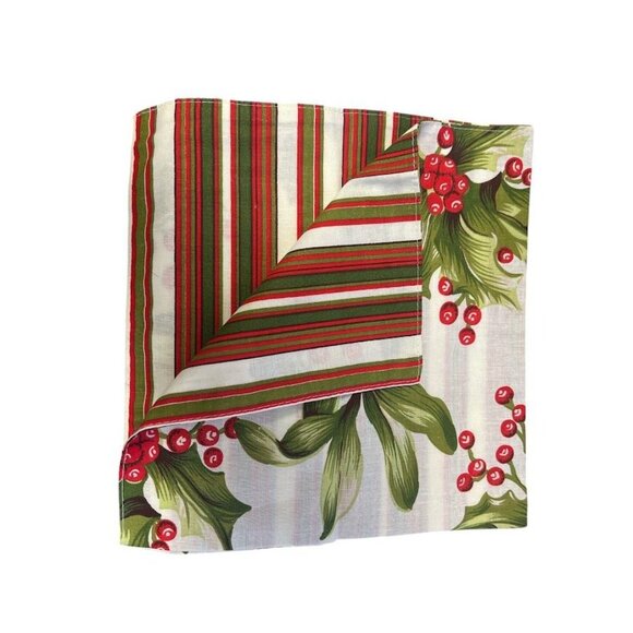 C&F Home Mistletoe Cream Napkin Cream, red, Green - Picture 3 of 3
